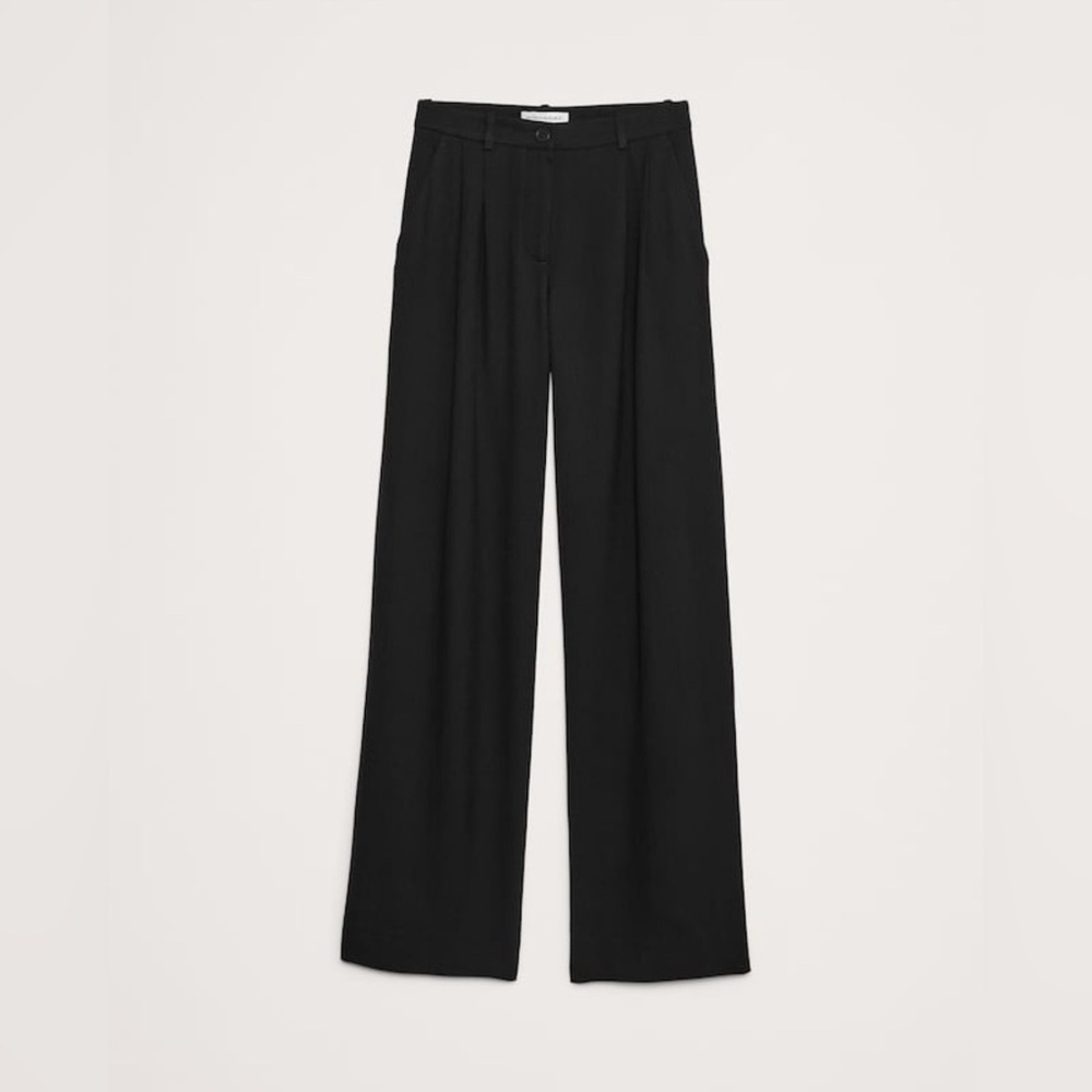 NWT Banana Republic SoHo Mid Rise Pleated Wide Leg Drapey Black Pant Sz 10 L - Picture 4 of 8
